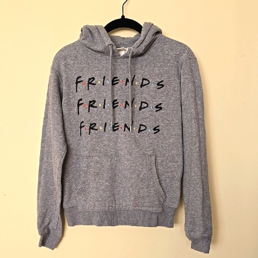 H&M Gray Friends Hooded top with embroidery Size S